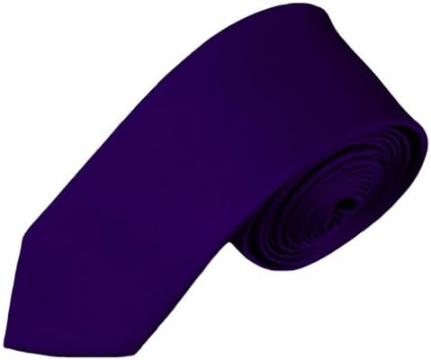 Mens Solid White Skinny Narrow 2" Dark Purpl