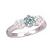 14K Blue & White Floral Diamond Ring