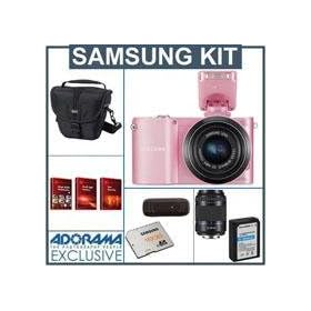 Samsung Smart Wireless NX1000 20.3 MP Camera with 20-50mm f/3.5-5.6 Lens - Bundle - with 50-200mm f/4.5-5.6 ED OIS II Tele Zoom Lens, 16GB SD Card, Holster Bag, Spare Battery, USB Card Reader, FREE: Red Giant Adorama Production Bundle for PC/Mac, Pink