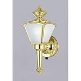 Westinghouse 64506 One-Light Outdoor Upward Wall Sconce, Polished Solid Brass with Frosted White Glass