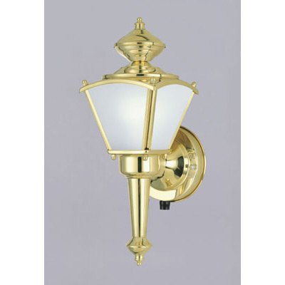 Westinghouse 64506 One-Light Outdoor Upward Wall Sconce, Polished Solid Brass with Frosted White Glass