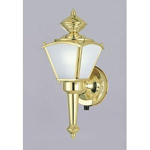 Westinghouse 64506 One-Light Outdoor Upward Wall Sconce, Polished Solid Brass with Frosted... by Westinghouse