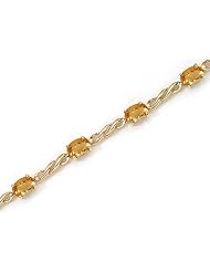 14K Yellow Gold Oval Citrine Bracelet