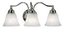 Murray Feiss VS6703-CH Three-Light Bristol Vanity Strip, Chrome with White Alabaster Glass Shades