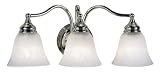 Murray Feiss VS6703-CH Three-Light Bristol Vanity Strip, Chrome with White Alabaster Glass Shades
