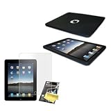 Black Silicone Case / Skin / Cover & LCD Screen Guard / Protector for Apple iPad