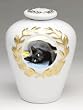 Photo Pet Urn - Two Piece Cremation Urn with Gold Leaf Motif Customized with Your Best Friends Photo - 6"