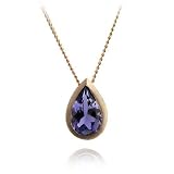 14k Matte Finish Yellow Gold Bezel Set Pear Shaped Iolite Pendant