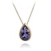 14k Matte Finish Yellow Gold Bezel Set Pear Shaped Iolite Pendant