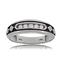 White Gold Men's Ring w Diamonds & Black Enamel