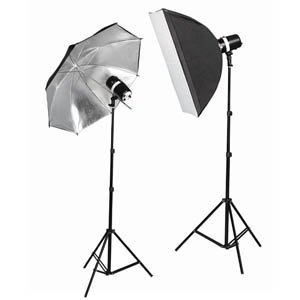 CowboyStudio 360 Watt Photo Studio Monolight Strobe Softbox/Umbrella Lighting Kit - 2 Studio Flash/Strobe, 1 Softbox, 1 Reflective Umbrella