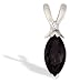 14K White Gold Genuine Marquise Black Onyx and Diamond Pendant