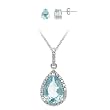 Sterling Silver Genuine Diamond and Blue Topaz Pendant and Earring Set