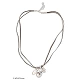 Suede long necklace, 'Mother's Day' 0.2" W 24.8" L