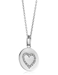 KC Designs "Peace and Love" Diamond 14k White Gold Baby Heart Disc Pendant Necklace, 16"