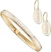 Jewelry : 10k Two Tone Bangle and Dangle Earrings Boxed Set