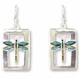 Framed Dragonfly Sterling Silver and Enamel Earrings by Zarah