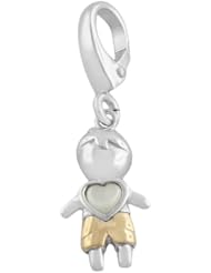 Sterling Silver & 14 Karat Yellow Gold Mother of Pearl Boy Charm