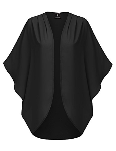 JJ Perfection Women's Solid Woven High Low Open Front Chiffon Kimono Cardigan