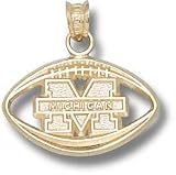 Michigan Wolverines Solid 10K Gold ''M'' Pierced Football Pendant