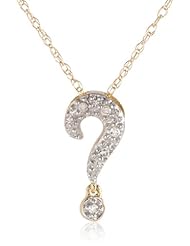 10k Gold Diamond Question Mark Pendant (0.02 cttw, I-J Color, I2-I3 Clarity)