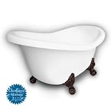 American Bath Factory B1-1600-WW-DM3-M2-15-OC-C1-LH Princess Slipper Clawfoot Bathtub in White, Ball