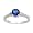 Sterling Silver Ring - Clear CZ - Round Blue Sapphire - Prong Set - 7 mm x 2 mm, Size 4