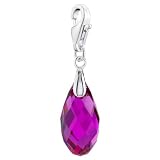 Briolette Charm, fuchsia/silver-plated, 17 mm