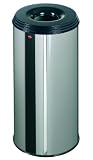 Hailo 0950-022 ProfiLine Safe 50, Flammenl&ouml;schender Abfallsammler Edelstahl, schwarz