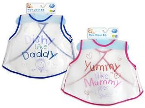 RSW Yummy Like Mummy Dishy Like Daddy Wipe Clean Bib Set Of 2