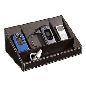 Desktop Electronics Charging Station Ipod Mp3 Faux Leather Mobile Games Devices
