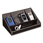 Charging Station Valet - Faux Black Leather (Black) (4.25" H x 11.5" W x 6.75" D)