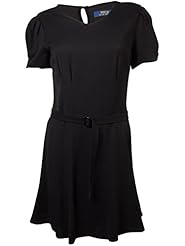 V-neck Crepe/Polyester/Viscose/Wool Belted  Dress