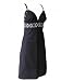 Black Cocktail Dress Beautiful Fair Trade Hand embroidered V Dress - 100% Artisan Cotton - black - white embroidery : Small (6-8)