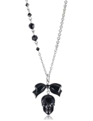 Tarina Tarantino "Classic" Black and Silver Skull Pendant Necklace On Dainty Chain