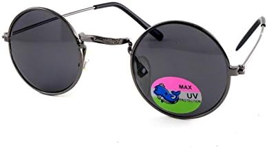 New Baby Boys Grey Metal Round John Lennon Sunglasses Shades Black Lens