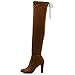 Ollio Women Shoe Drawstring Stretch Faux Suede Zip Up Over the Knee Long Boots