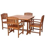 5pcs Java Teak Outdoor Patio Dining Table and Chairs Set
