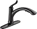 Delta Linden Oil Rubbed Bronze Kitchen Faucet with Pull-Out Sprayer, Contemporary Single Hole Kitchen Sink Faucet, Single Handle, Venetian Bronze 4353-RB-DST