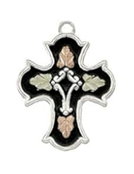 Black Hills Gold Sterling Silver Antiqued Cross Pendant