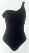 Marsol Missy 1PC 1-Shoulder Swimsuit in Black and Brown Sizes 5/6 - 13/14. Padded Sewn-in Cup and Removable Strap.