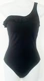 Marsol Missy 1PC 1-Shoulder Swimsuit in Black and Brown Sizes 5/6 - 13/14. Padded Sewn-in Cup and Removable Strap.