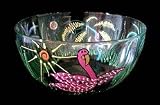 Flamingo Frolic Design - Hand Painted - Serving Bowl - 11 inch diameter