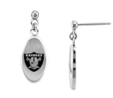 Stainless Steel Nfl Football Cz Oakland Raiders Logo Earrings