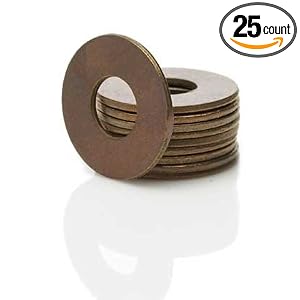 Silicon Bronze Flat Washer, #6, 0.147" ID, 0.375" OD, 0.032" Thick (Pack of 25)