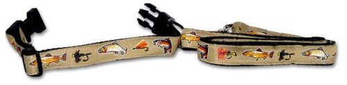 Designer Trout Dog Leash - Khaki Trout Print Leash - Six Feet Long - Made in USA
