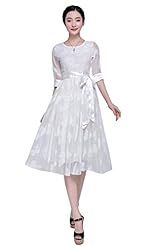 Flared-Skirt Sheer Fitted Chiffon Elbow Length Sleeves Summer Prom Dress 