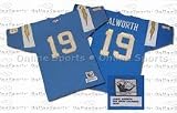 1963 San Diego Chargers Dark Authentic Throwback NFL Jersey From Mitchell and Ness, With #19 and 'Alworth' On Jersey (Lance Alworth)