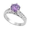 Sterling Silver Ring - Clear CZ and Round Lavender - Prong Set - 9 mm x 2 mm, Sizes 5-9 Sterling Silver Ring - Clear CZ and Round Lavender - Prong Set - 9 mm x 2 mm, Sizes 5-9