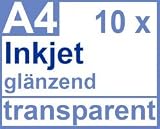 Produkt-Bild: Inkjet Klebefolie 10 x DIN A4 transparent gl&auml;nzend, klar - Glasklar - Druckerfolie zum bedrucken mit Tinte